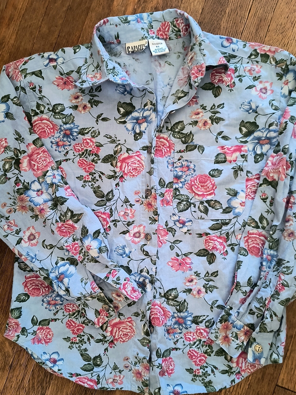 Vintage  Floral Button-Up Blouse